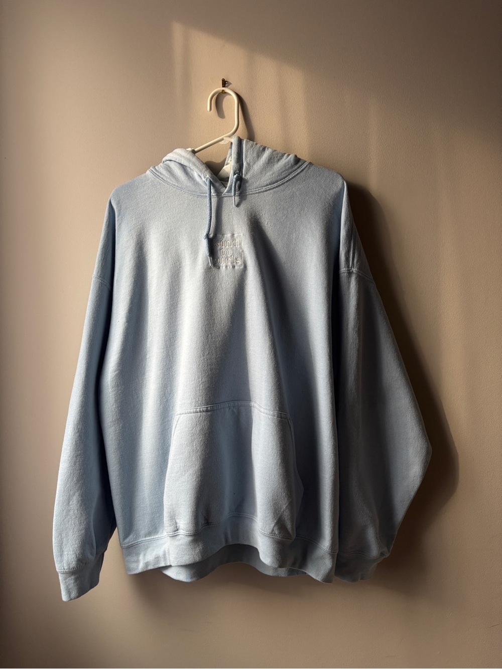 Curly Girl Light Blue Hoodie Sweatshirt with Satin Lining